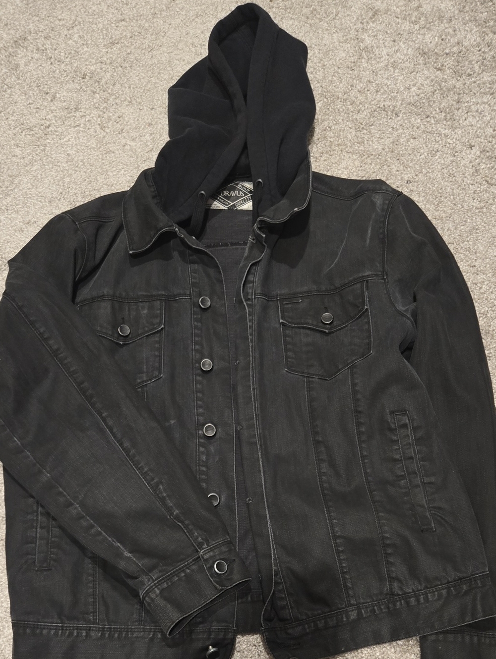 Men's Black Hooded Jean Jacket